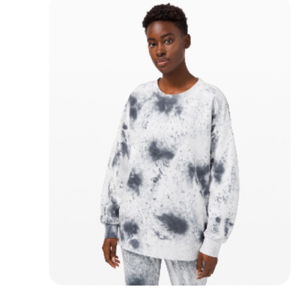 Lululemon Perfectly Oversized Crew in Marble Dye Classic Navy Sz 8